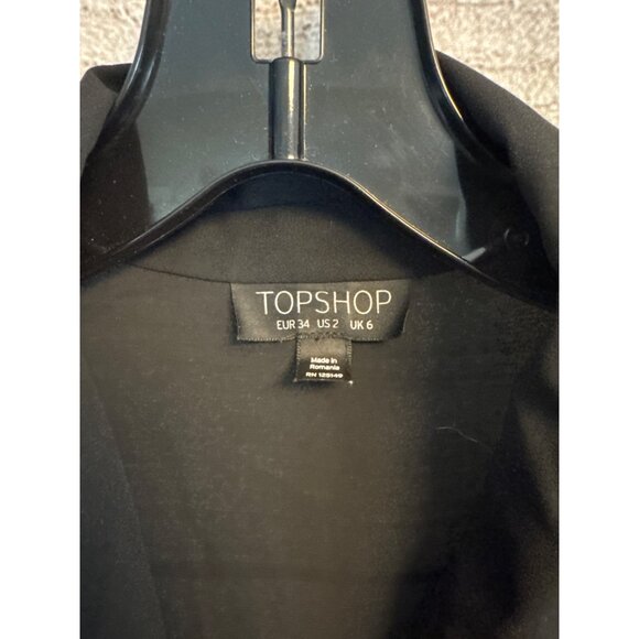 Topshop Black Sleeveless Drape V-Neck Blouse Size 2 - Picture 2 of 3